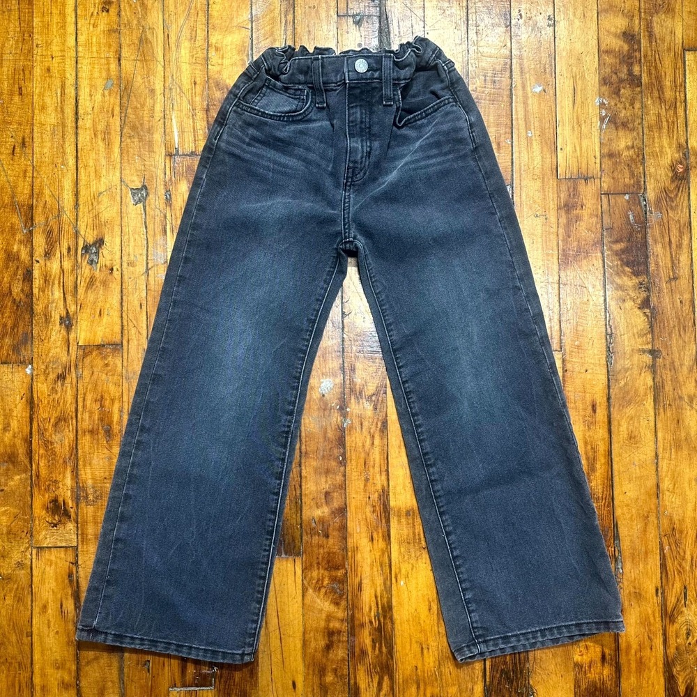 Old Navy Jeans Women's 10 Black Denim Dark Wash High Rise Wide Leg Baggy Outdoor